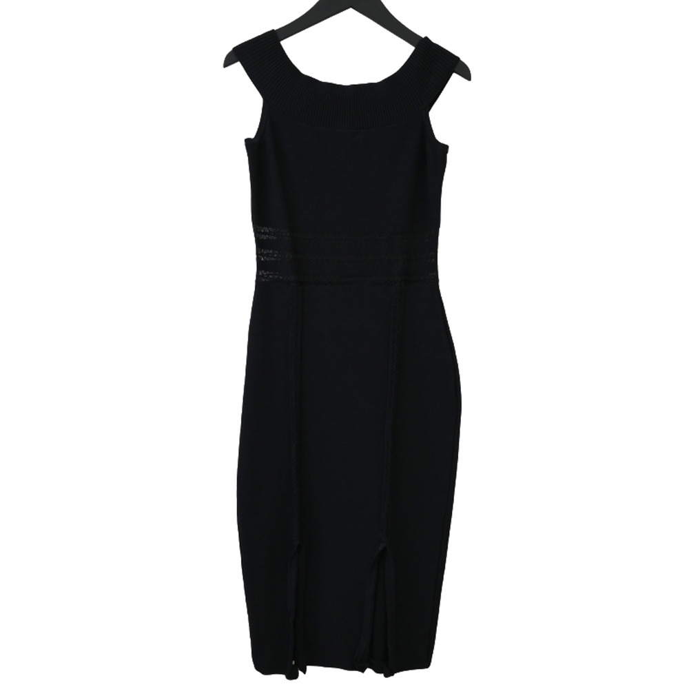 Jonathan Simkhai Bodycon Bandage Dress Size XS Black Knit Off the Shoulder Slit